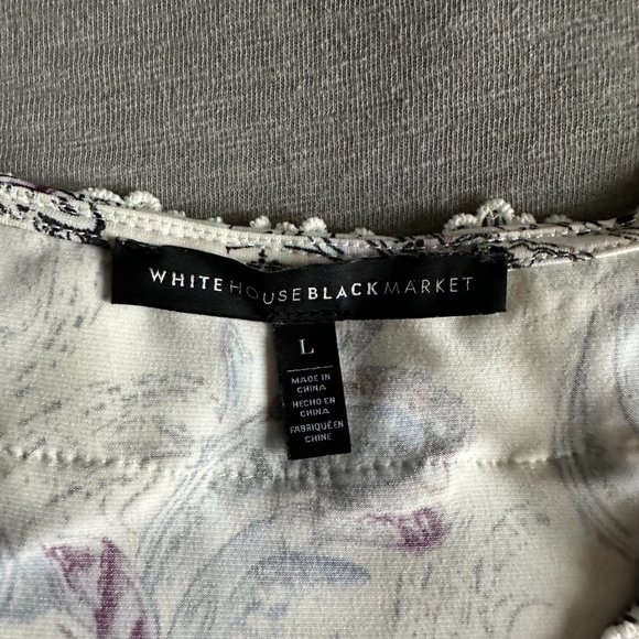 WHBM Long-Sleeve Lace-Up Floral Print Top in Abstract Paisley - Picture 3 of 6